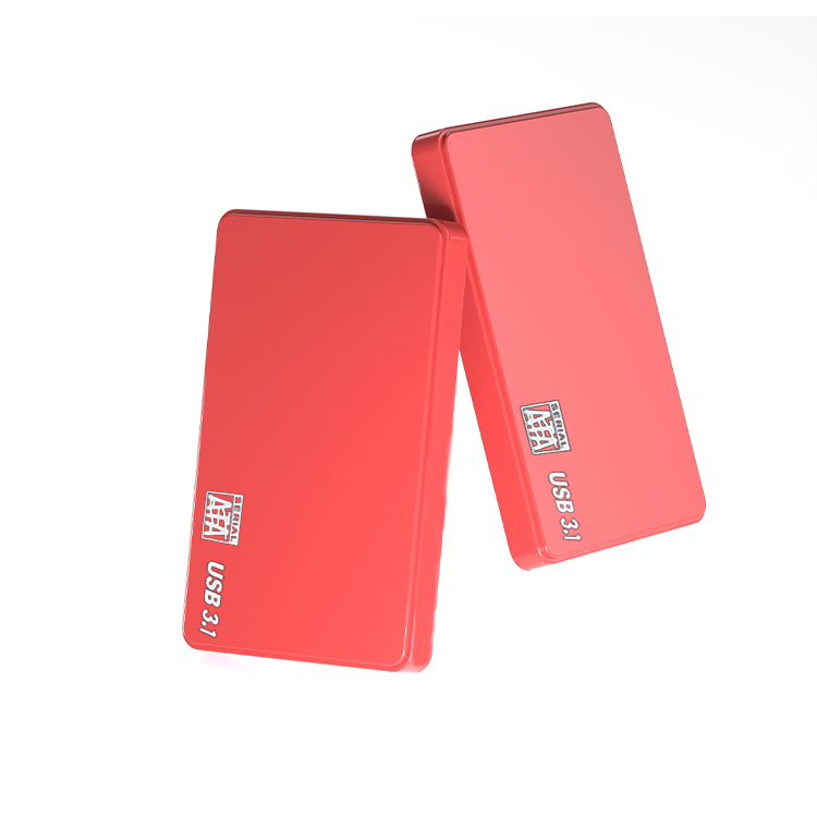 2.5 Inch Portable Laptop Hard Drive Case USB 3.1 Universal Solid State & Mechanical Storage Solution Red Plastic Glue